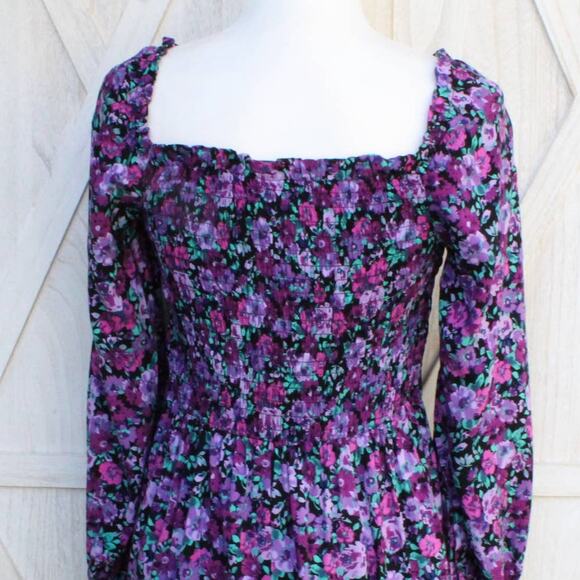 Wild Fable Long Sleeve Floral Mini Dress M - Picture 8 of 13